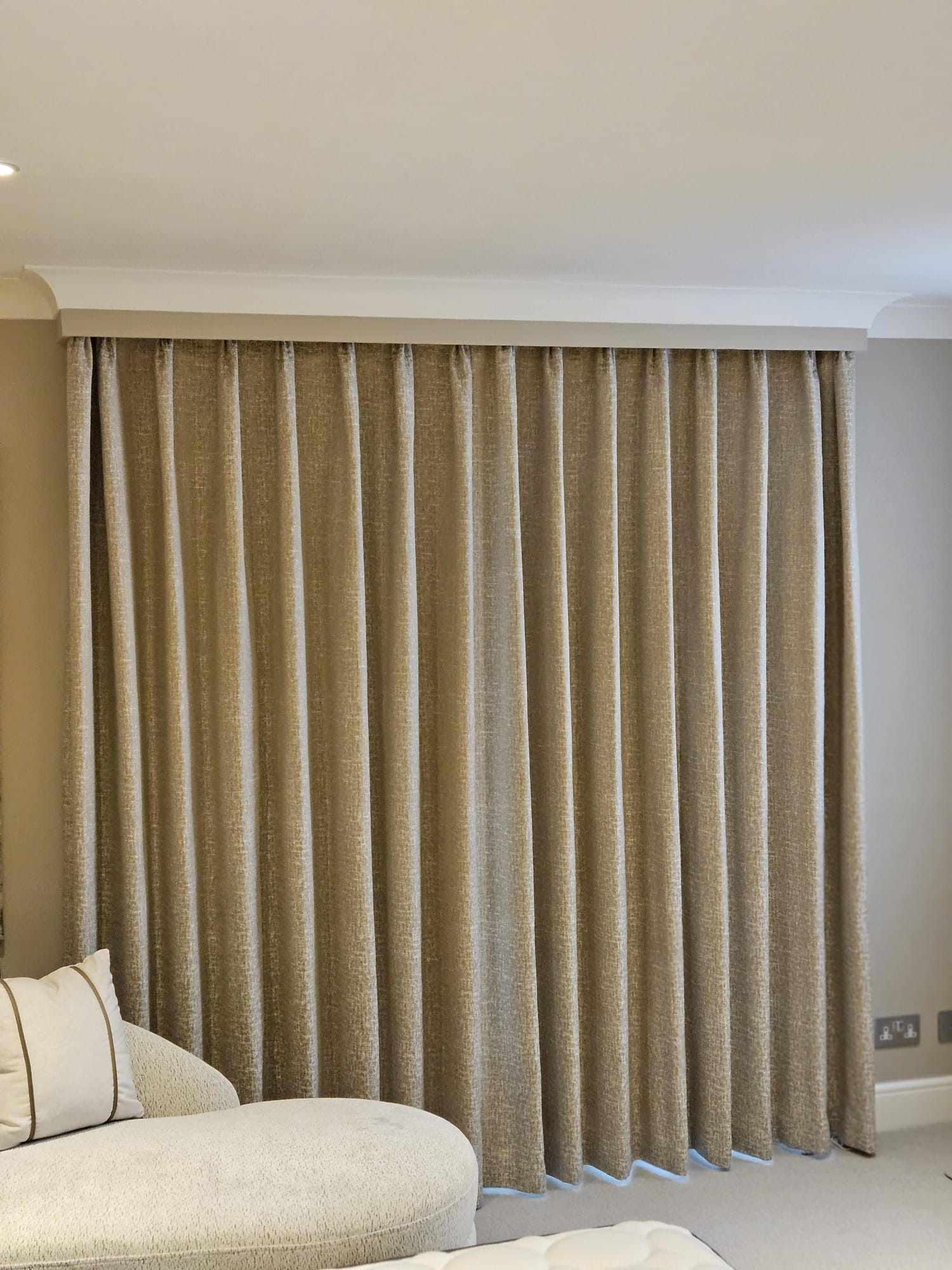 modern euro pleat curtains with shallow pelmet  North London